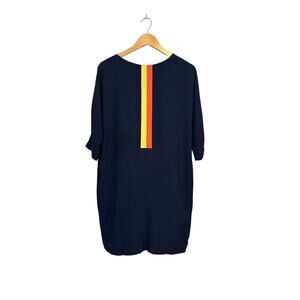 Lisa Perry Pockets Knee Length Quarter Sleeve Striped Panel Shift Dress Size 4